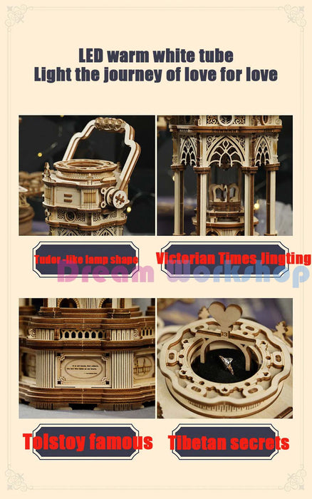 DIY Assemble Music Box 3D Wood Puzzle Assemble Model Construction Kit for Kids Birthday Gift Music Box Handmade Puzzle