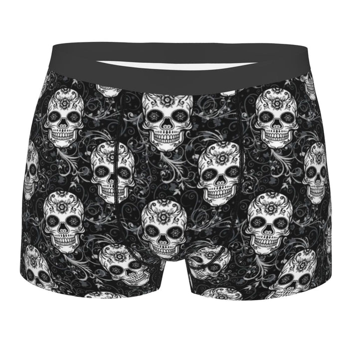 Custom Sexy Gothic Skeleton Death Skull Boxers Shorts Panties Men's Underpants Breathbale Briefs Underwear