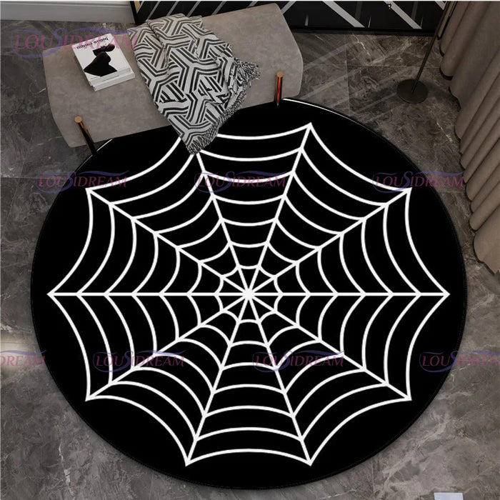 Gothic Triple Moon Goddess Pentagram Round Rug Mystic Sun Moon Black Cat Witch Round Rug Living Room Mats Yoga Round Rug