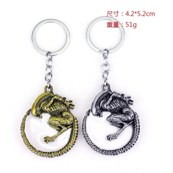 Disney Movie Alien: Romulus Predator Covenant Keychain Necklace AVP Mask Queen Prometheus KeyRings Bags Car Key Jewelry Chaveiro