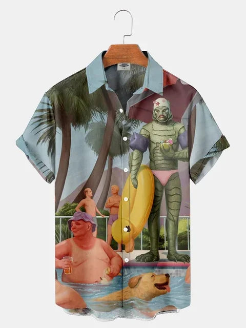 Horror Movie Monster Characters Men's Hawaiian Shirts 2023 Designer Casual Streetwear 3d Men Clothing Party Performance Tops 5XL