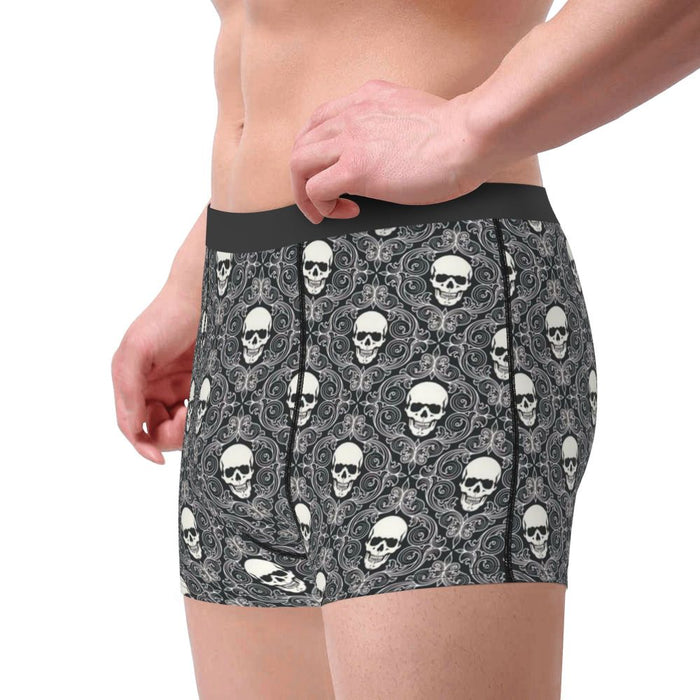 Custom Sexy Gothic Skeleton Death Skull Boxers Shorts Panties Men's Underpants Breathbale Briefs Underwear