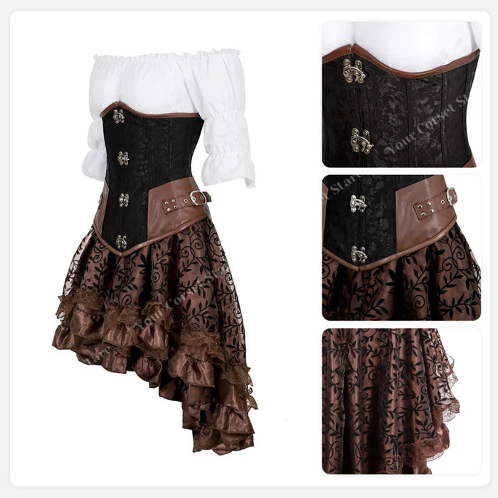 Steampunk corset dress plus size Renaissance blouse medieval steampunk costume women gothic corset underbust pirate costume