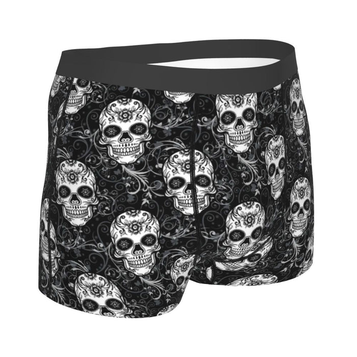 Custom Sexy Gothic Skeleton Death Skull Boxers Shorts Panties Men's Underpants Breathbale Briefs Underwear