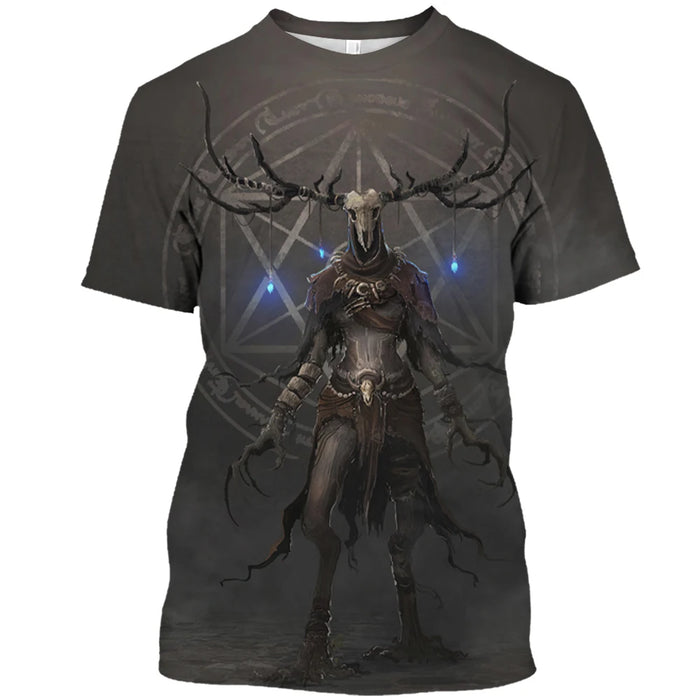 Demon Wendigo 3D Print Men's T Shirt Tops Harajuku Style Streetwear Daily Basic Short Sleeve Tees Summer Oversized Men Clothing