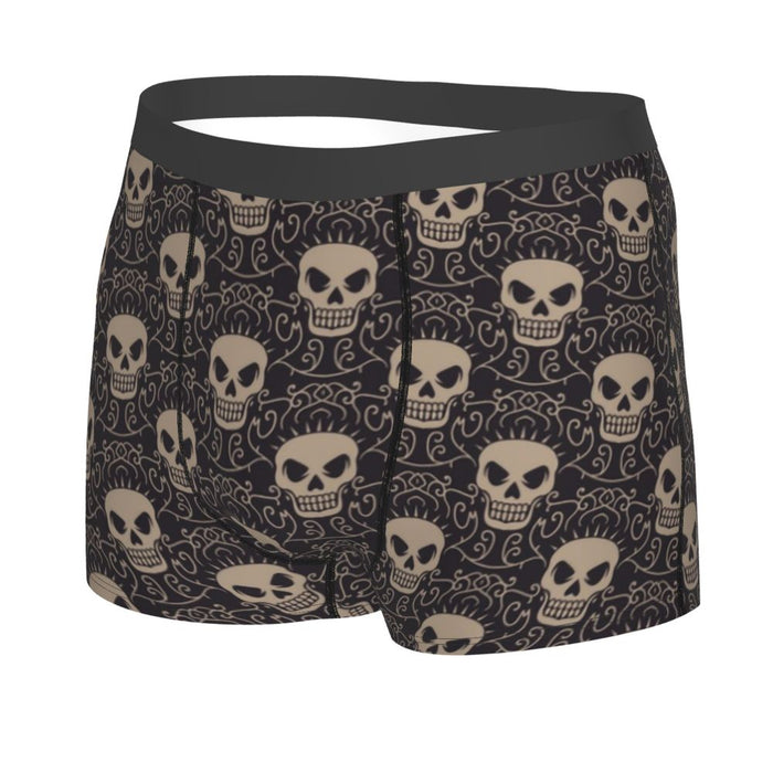 Custom Sexy Gothic Skeleton Death Skull Boxers Shorts Panties Men's Underpants Breathbale Briefs Underwear