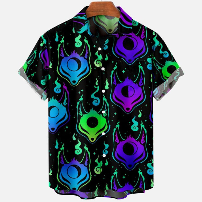 Devil Horror Print Hawaiian Shirts