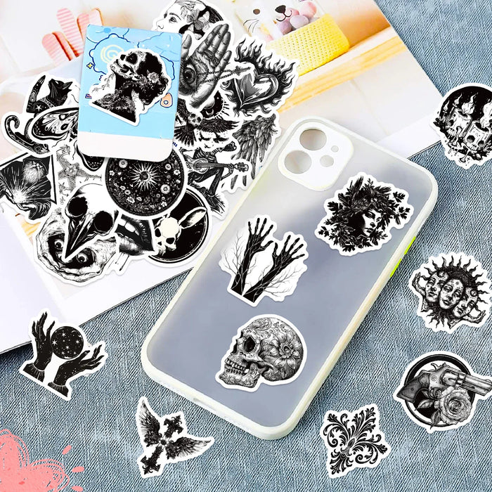 Gothic Stickers,Goth Skull Stickers,Dark Stickers Waterproof Vinyl Stickers for Kids Notebook Bicycle Fridge Guitar Sticker Toy