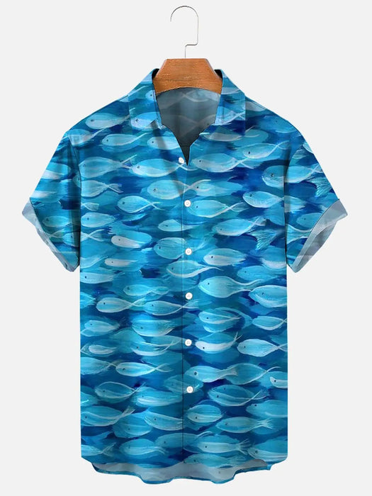 2023 Summer Funny Hawaiian Shirts Men Clothes Street Retro Man Casual Short Sleeve Top Sea Marine Animals 3d Lapel Men's Shirt