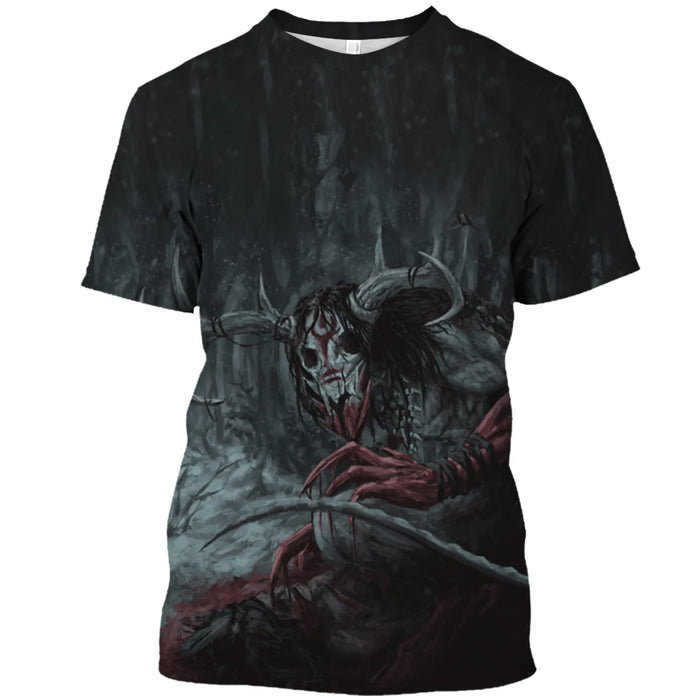 Demon Wendigo 3D Print Men's T Shirt Tops Harajuku Style Streetwear Daily Basic Short Sleeve Tees Summer Oversized Men Clothing