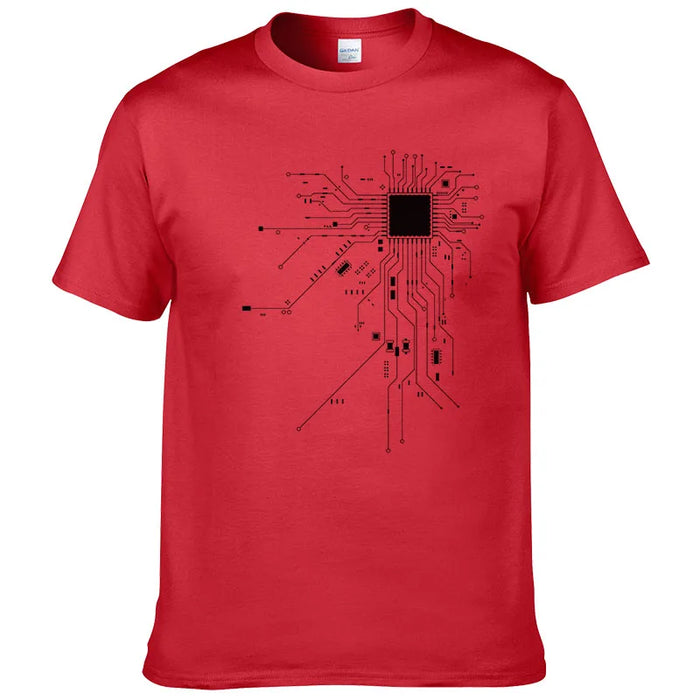 CPU Processor Circuit Diagram T Shirt 2023 Men Summer Cotton T-shirt Men's Funny Tops Fashion Brand Tees