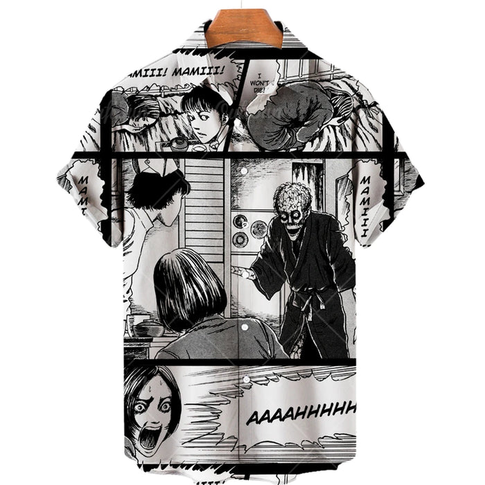 2023 Halloween shirt 3D anime horror printed short sleeved Men's and women's personalized retro clothing Unisex