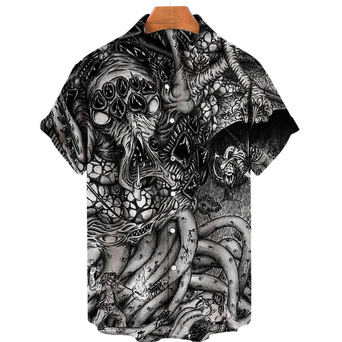 2023 Halloween shirt 3D anime horror printed short sleeved Men's and women's personalized retro clothing Unisex