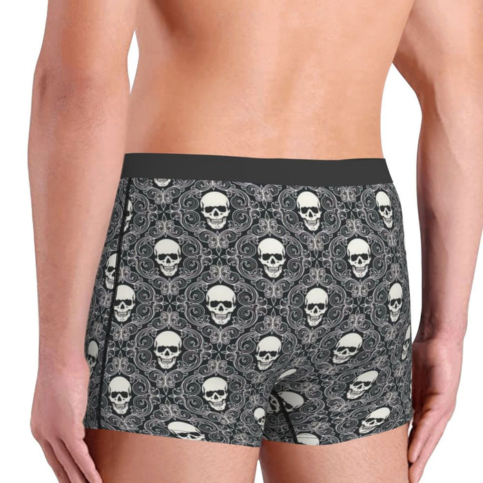 Custom Sexy Gothic Skeleton Death Skull Boxers Shorts Panties Men's Underpants Breathbale Briefs Underwear