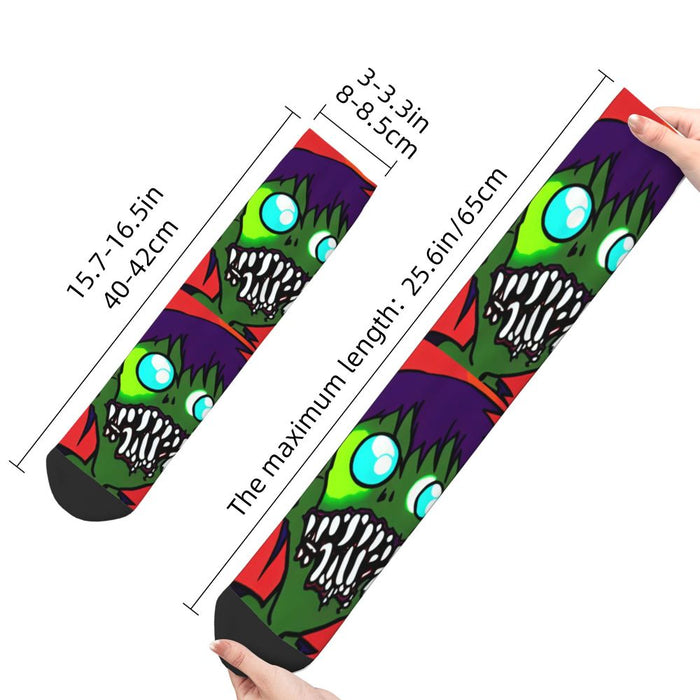 Crazy Sock for Men Burning Zombies Hip Hop Harajuku Zombie Video Gamer Happy Seamless Pattern Printed Boys Crew Sock Casual