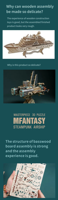 MMZ MODEL DIY 3D Wooden Puzzle Steampunk Airship Popular Assembly Model Kits Toys For Children Kids Girls Birthday Gift