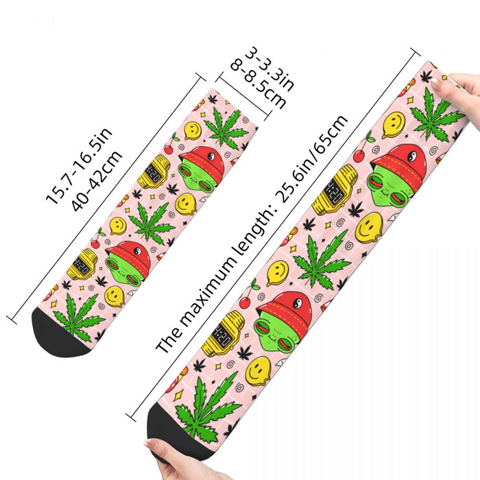 Hippie Alien Weed Marijuana Socks