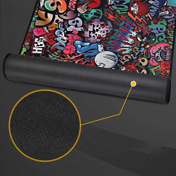 Graffiti Pattern Mousepad Gamer Mouse Carpet Computer Desk Mat Gaming Mouse Pad Pc Accessories Office Rubber Lock Edge Deskpad