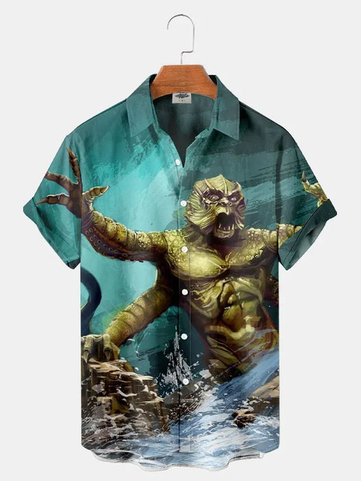 Horror Movie Monster Characters Men's Hawaiian Shirts 2023 Designer Casual Streetwear 3d Men Clothing Party Performance Tops 5XL