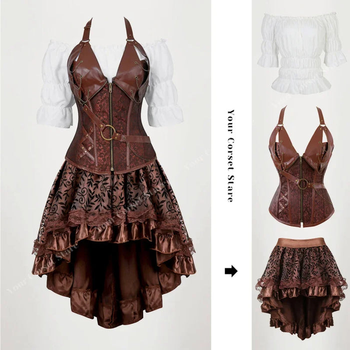 Steampunk corset dress plus size Renaissance blouse medieval steampunk costume women gothic corset underbust pirate costume