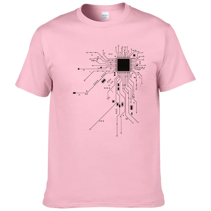 CPU Processor Circuit Diagram T Shirt 2023 Men Summer Cotton T-shirt Men's Funny Tops Fashion Brand Tees