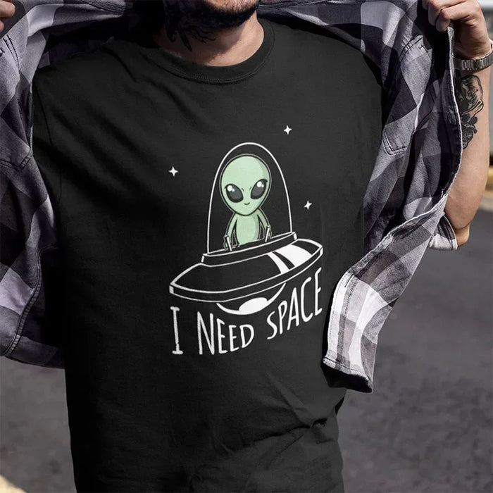 High Quality 100% Cotton T-shirt  I Need Space Alien Tshirt UFO Cartoon Original Design Short Sleeved tee hunter x hunter