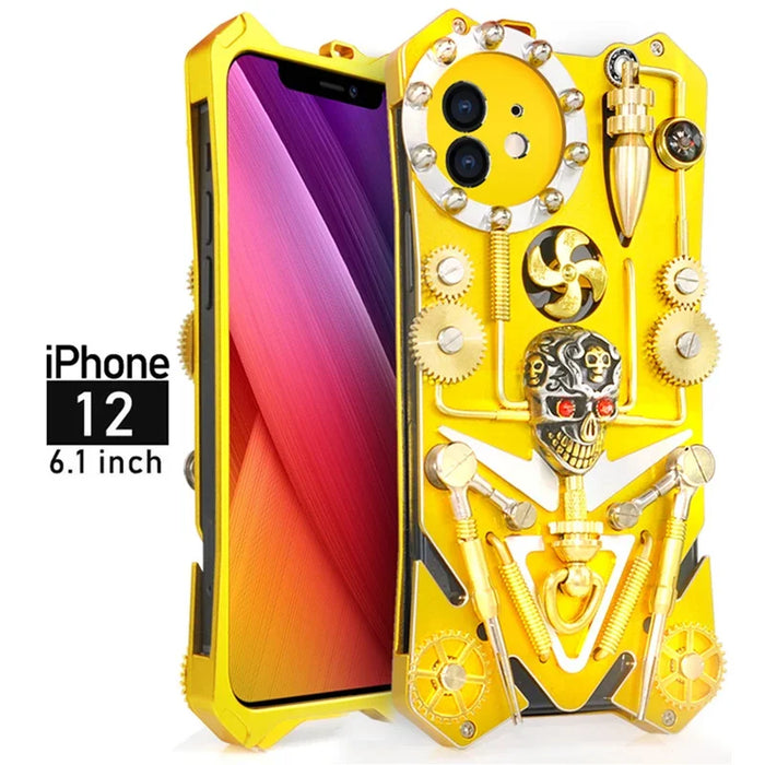 Mechanical Gear Skeleton Phone Case for IPhone 15 14 13 12 ProMax Phone Case Metal Aluminum Alloy Thickened Anti Drop Protective