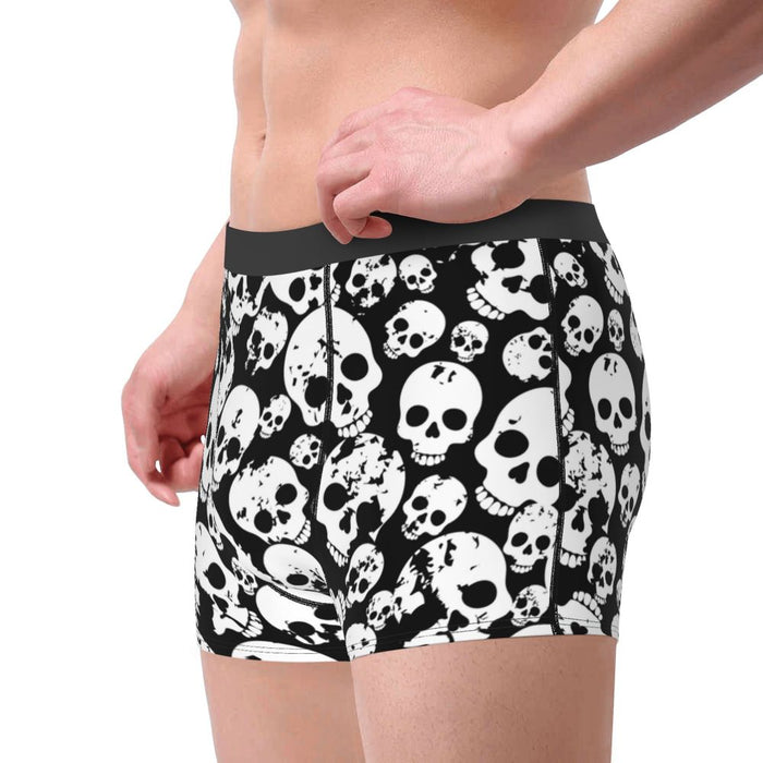 Custom Sexy Gothic Skeleton Death Skull Boxers Shorts Panties Men's Underpants Breathbale Briefs Underwear