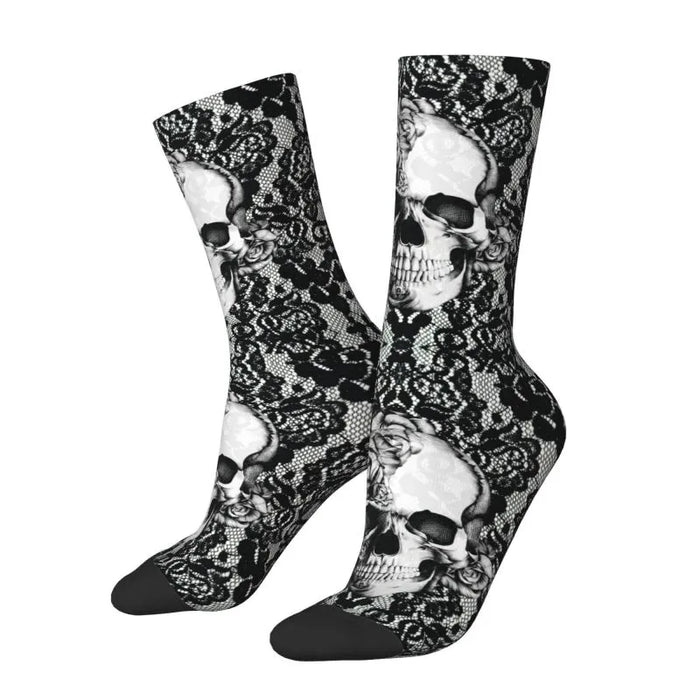 Gothic Lace Dead Skull Socks