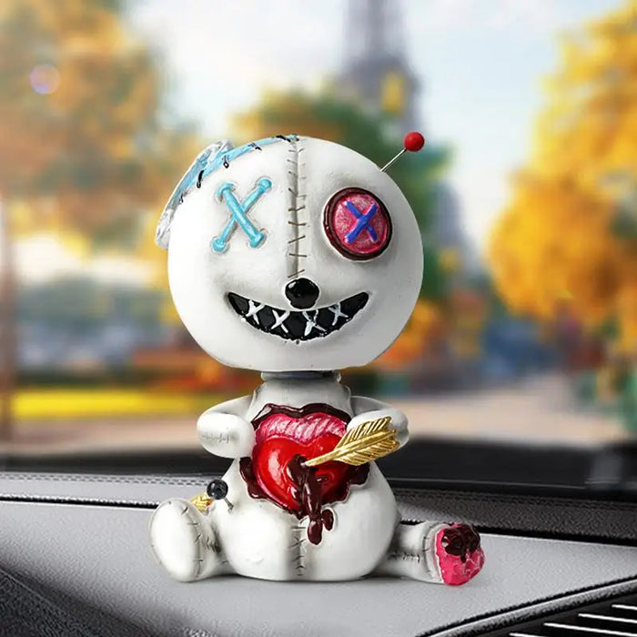 Voodoo Doll Bobble Head Toys Car Curse Doll Vehicle Dashboard Decoration Resin Voodoo Shaking Head Halloween Ornaments for Car