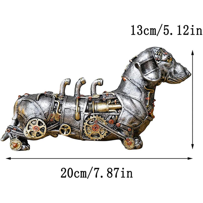 Mechanical Punk Dog Figure Resin Crafts Steampunk Bulldog Dog Resin Statue Sculpture Decoration Home Desktop Ornaments