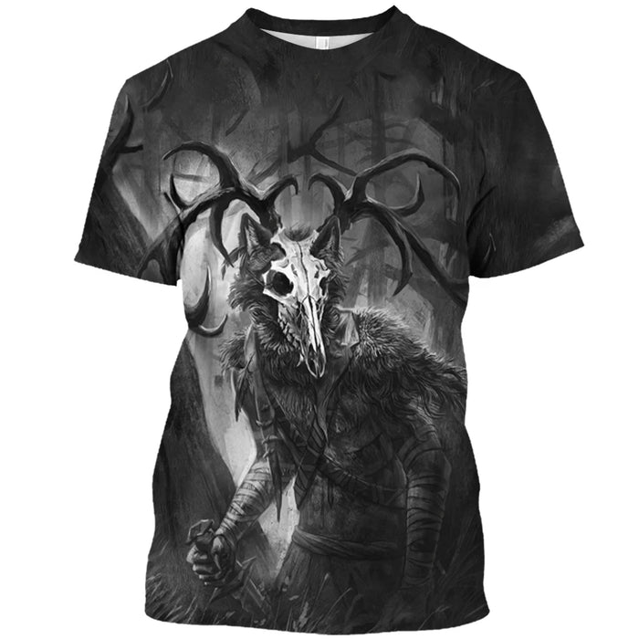 Demon Wendigo 3D Print Men's T Shirt Tops Harajuku Style Streetwear Daily Basic Short Sleeve Tees Summer Oversized Men Clothing