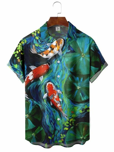 2023 Summer Funny Hawaiian Shirts Men Clothes Street Retro Man Casual Short Sleeve Top Sea Marine Animals 3d Lapel Men's Shirt