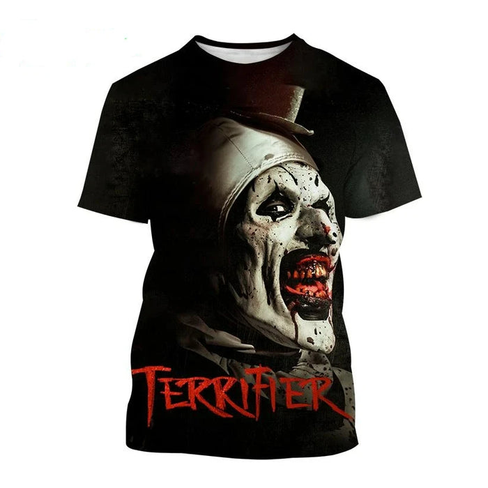 Hot New Terrifier Printed 3D T-shirt Fashion Horror Movie Round Neck Y2k Top Summer New Men Women Scary Pattern Short Sleeve Tee