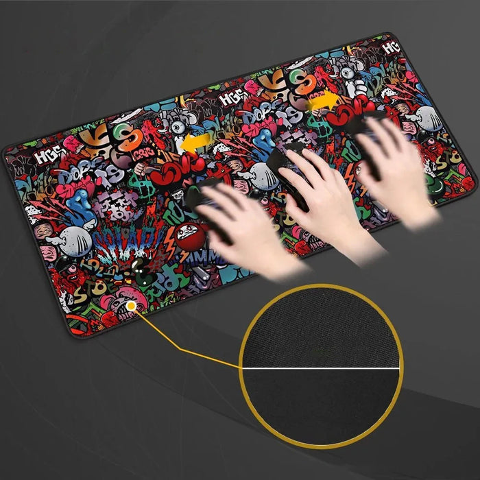 Graffiti Pattern Mousepad Gamer Mouse Carpet Computer Desk Mat Gaming Mouse Pad Pc Accessories Office Rubber Lock Edge Deskpad