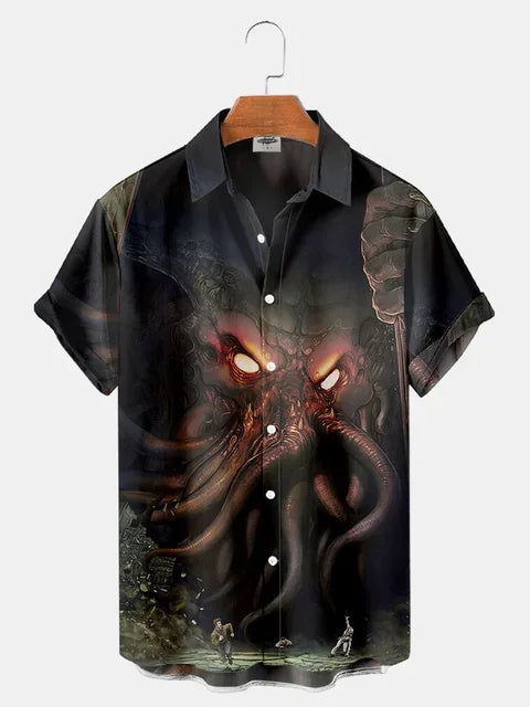 Horror Movie Monster Characters Men's Hawaiian Shirts 2023 Designer Casual Streetwear 3d Men Clothing Party Performance Tops 5XL