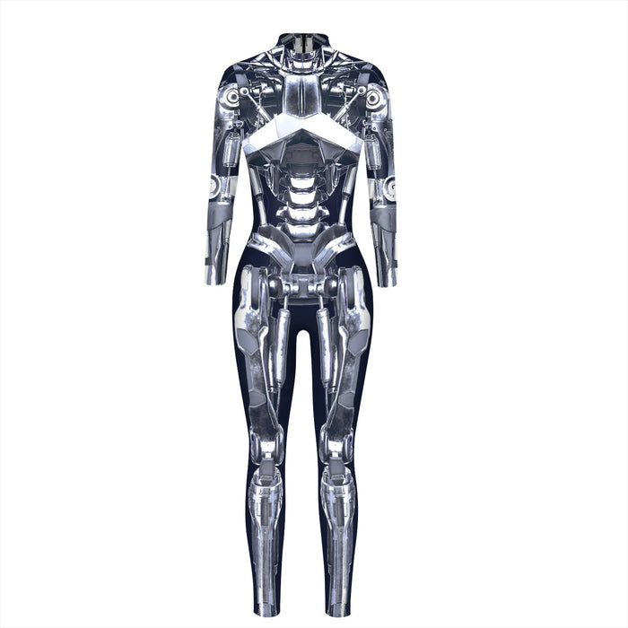 Robot Punk Jumpsuit Catsuit Sexy Women Cosplay Costumes Steampunk Zentai Halloween Bodysuit Party Suit