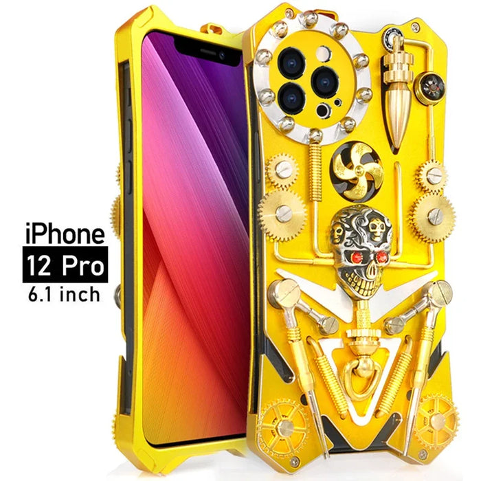 Mechanical Gear Skeleton Phone Case for IPhone 15 14 13 12 ProMax Phone Case Metal Aluminum Alloy Thickened Anti Drop Protective