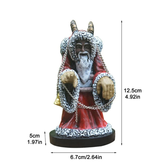 Halloween Krampus Resin Statue Gothic Sheep Horn Santa Sculpture Figurines Christmas Garden Desktop Booshelf Decoration