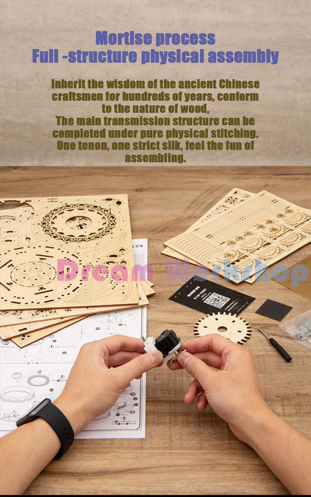 DIY Assemble Music Box 3D Wood Puzzle Assemble Model Construction Kit for Kids Birthday Gift Music Box Handmade Puzzle