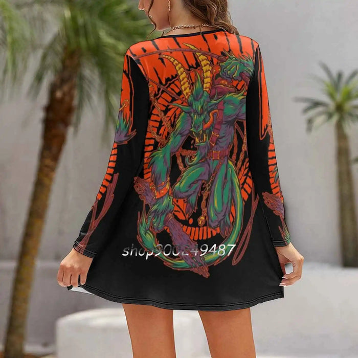 Kreeping Krampus Sling Dress Summer Dress Sling Sexy A Line Dress Fashion Female Dress Krampus Christmas Monster Demon Folklore