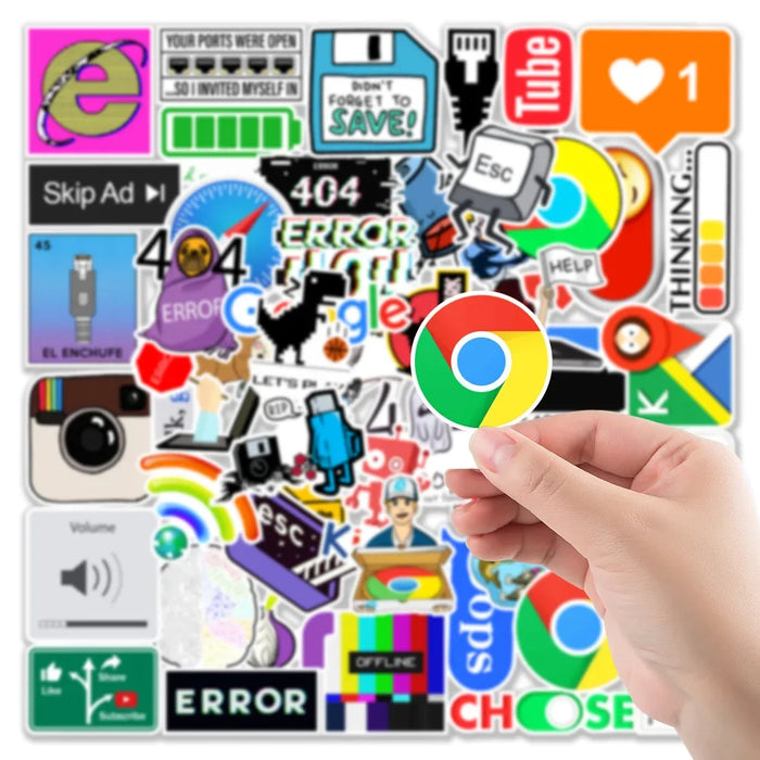 10/30/50Pcs Cartoon Programming 404 Network Error Graffiti Stickers Laptop Motorcycle Car Skateboard Waterproof Sticker Decal