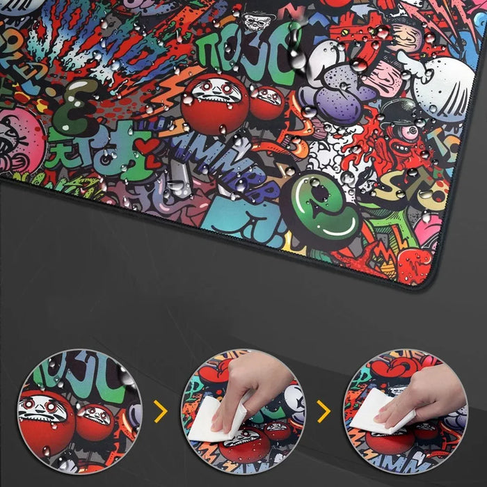 Graffiti Pattern Mousepad Gamer Mouse Carpet Computer Desk Mat Gaming Mouse Pad Pc Accessories Office Rubber Lock Edge Deskpad