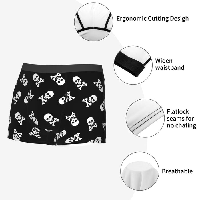 Custom Sexy Gothic Skeleton Death Skull Boxers Shorts Panties Men's Underpants Breathbale Briefs Underwear