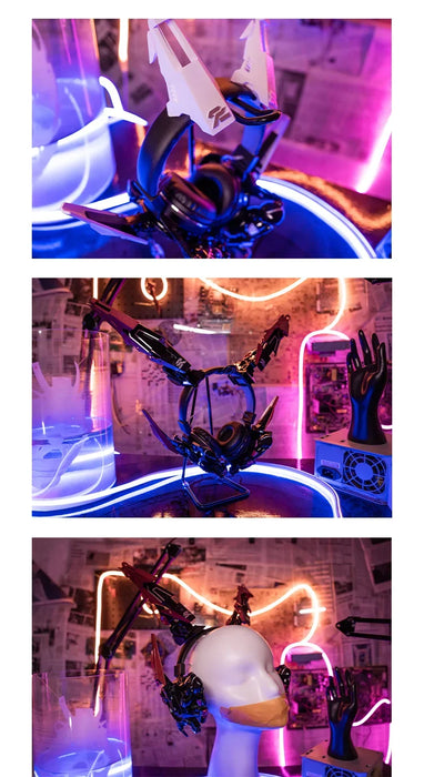 Hot Cyberpunk Luminous Gloves Ears&Headset Technological functional Headphone Headset Cosplay Prop Punk Headset Mask Gifts