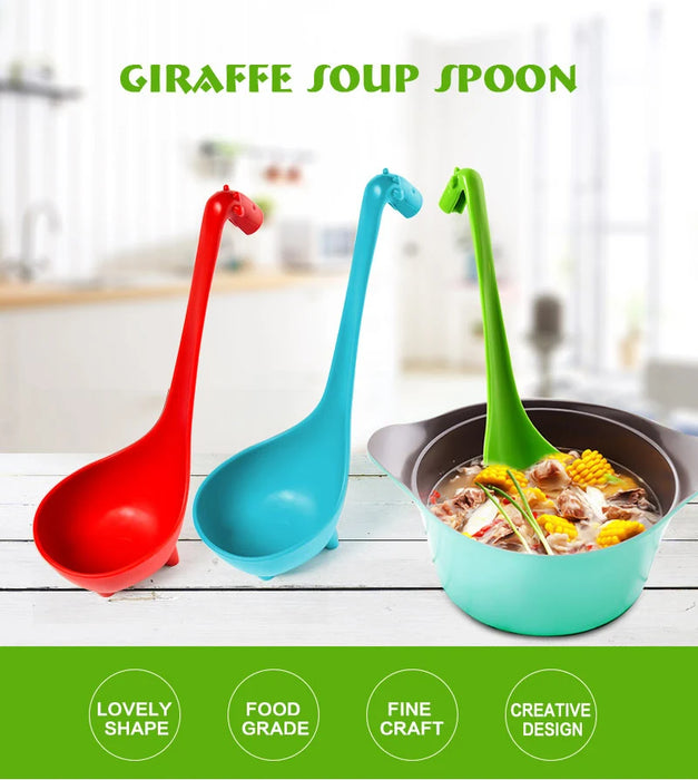 FHEAL Cute Giraffe Soup Spoon With Long Handle Food-grade PP Tableware Spoon Cooking Utensils Kitchen Gadgets