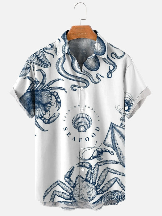 2023 Summer Funny Hawaiian Shirts Men Clothes Street Retro Man Casual Short Sleeve Top Sea Marine Animals 3d Lapel Men's Shirt