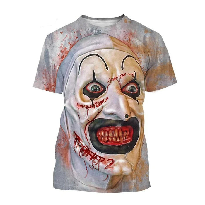 Hot New Terrifier Printed 3D T-shirt Fashion Horror Movie Round Neck Y2k Top Summer New Men Women Scary Pattern Short Sleeve Tee