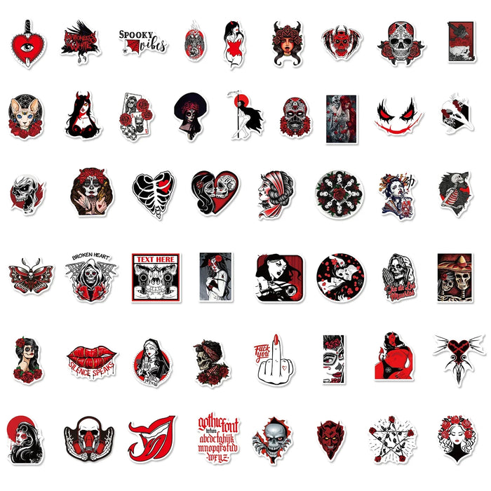 Gothic Stickers,Goth Skull Stickers,Dark Stickers Waterproof Vinyl Stickers for Kids Notebook Bicycle Fridge Guitar Sticker Toy