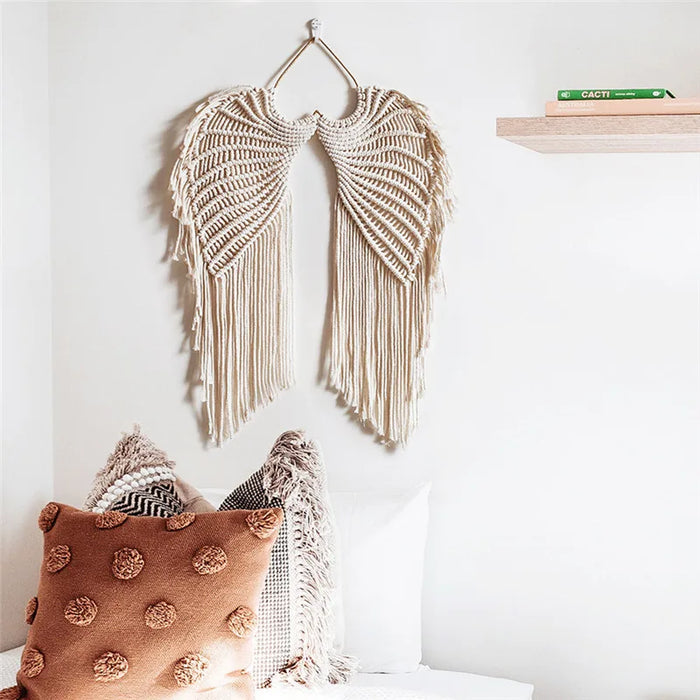 Bohemian Angel Woven Macrame Tapestry Cotton Hand-woven Wall Hanging Home Decor Office Decor Children's Kids Room Decor